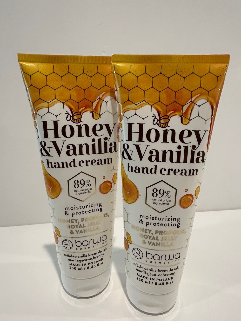 New Set of (2) BARWA Honey & Vanilla Hand Cream with 89% original ingredients.